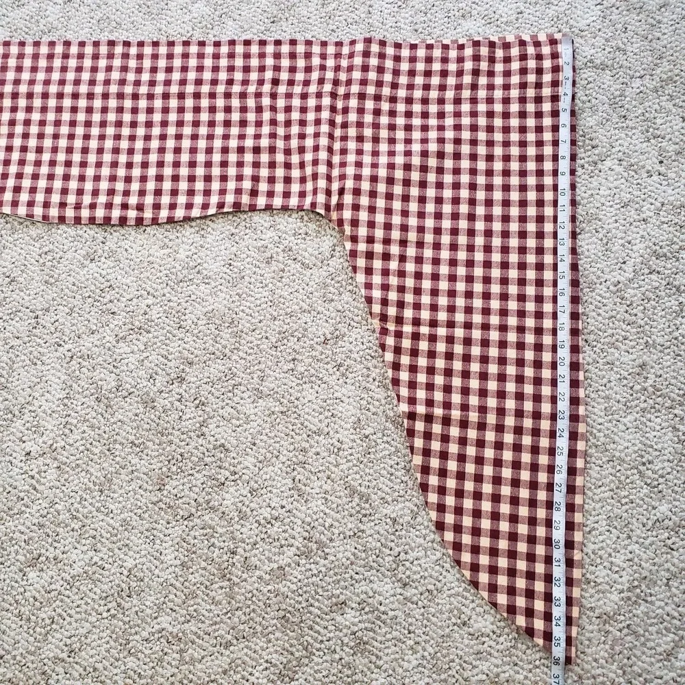 Cottage Country Check Plaid Swag Valances (2) Curtains Lined Cranberry Ivory